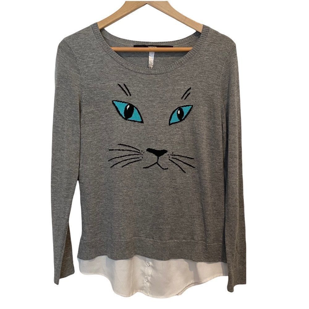 Kenzie Gray Cat Shirt Bottom Sweater size S